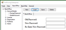 Change password form in FinPricing