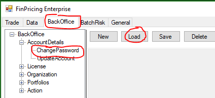 Change password in FinPricing