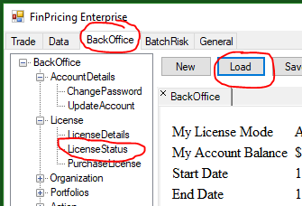 User license details in FinPricing