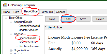 View license details in FinPricing